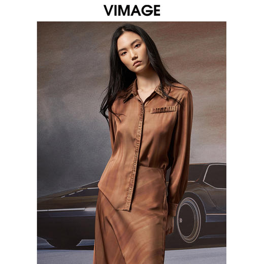 VIMAGE/纬漫纪秋季新款宽松舒适衬衫女长袖衬衣V1809415 商品图0