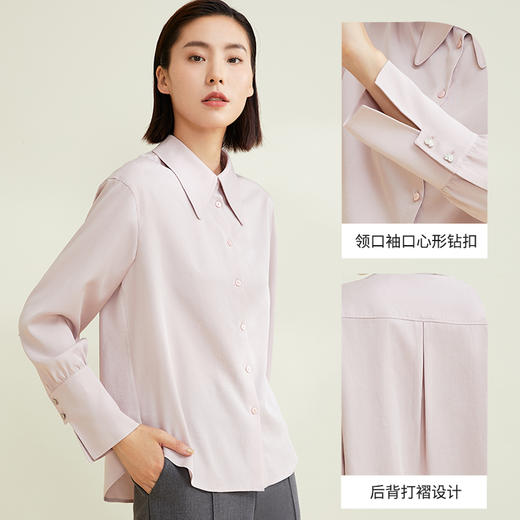 玳莎尖领略宽松式天丝衬衫女优雅气质设计感长袖上衣  CC31313 商品图1
