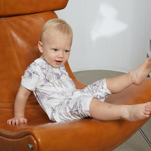 Domiamia哆咪呀婴儿夏季连体衣宝宝夏装睡衣抑菌凉感竹棉爬服哈衣短袖中开斜襟肩开 商品图2