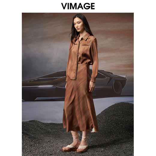 VIMAGE/纬漫纪秋季新款宽松舒适衬衫女长袖衬衣V1809415 商品图1