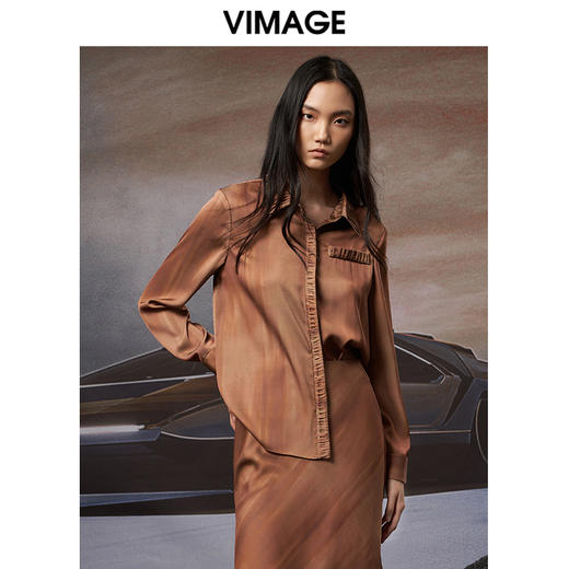 VIMAGE/纬漫纪秋季新款宽松舒适衬衫女长袖衬衣V1809415 商品图2