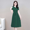 QYM-LRX-XYM213-Y新款时尚优雅气质修身娃娃领短袖中长款连衣裙 商品缩略图5
