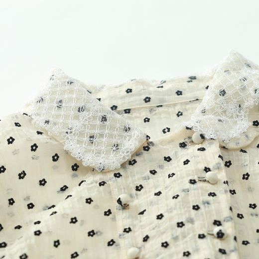 谜底天丝连衣裙2022秋植绒小花复古甜美娃娃裙中长裙223ML1087 商品图3