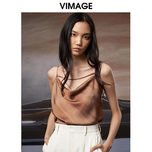 VIMAGE/纬漫纪秋季新款纯色百搭显瘦吊带小背心小上衣V1813422 商品图0