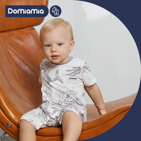 Domiamia哆咪呀婴儿夏季连体衣宝宝夏装睡衣抑菌凉感竹棉爬服哈衣短袖中开斜襟肩开