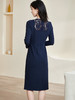 剩S 米思阳2024秋季新款优雅性感长袖连衣裙收褶修身显瘦中长裙子2411 商品缩略图3