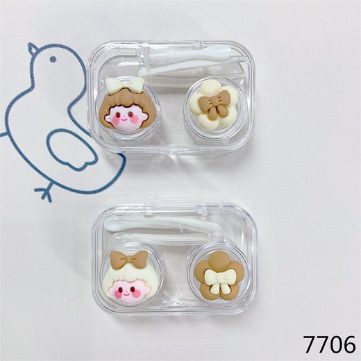 新款卡通手工diy可爱清新一开即用美瞳盒隐形眼镜盒伴侣盒 商品图6