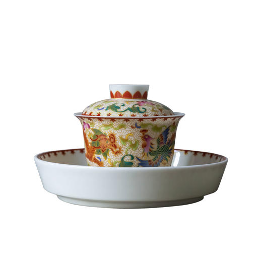 茶香记 掐丝珐琅彩盖碗150ml干泡盘龙凤呈祥古典华美陶瓷实用套组 商品图4