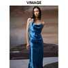 VIMAGE/纬漫纪秋季新款简约大方吊带纯色连衣裙V1877404 商品缩略图2
