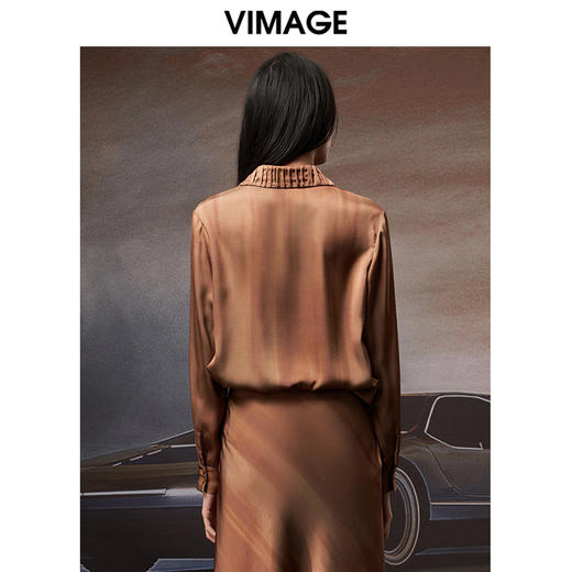 VIMAGE/纬漫纪秋季新款宽松舒适衬衫女长袖衬衣V1809415 商品图4