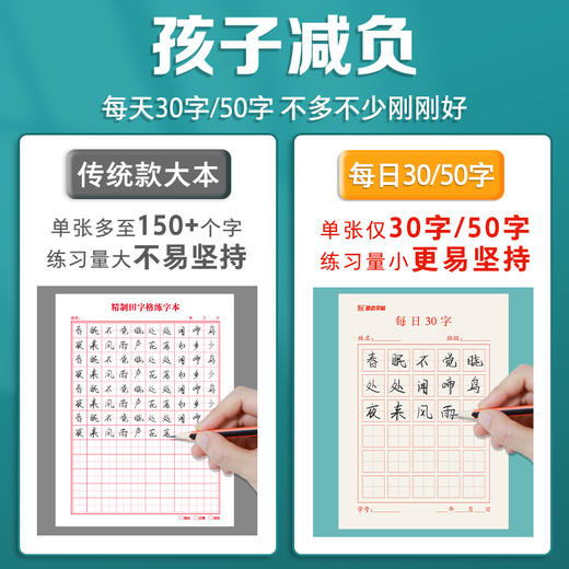 墨点文创 每日30字田字格米字格四线格每日一练硬笔书法练字本儿童小学生练字专用书写纸古诗书写作品纸打卡练习专用纸 商品图2