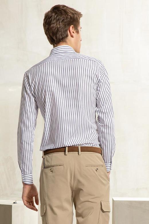 callisto全棉色织蓝色条纹法式领衬衫  FQSTL089C 商品图1