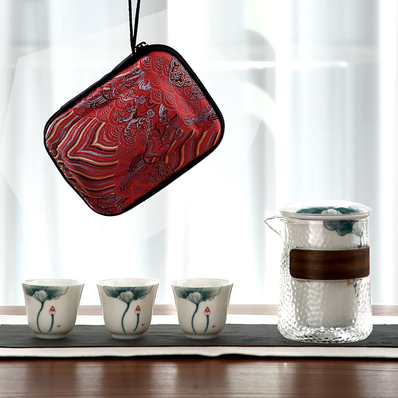 便携式手提旅行茶具收纳包虞美人一壶杯套装M仓