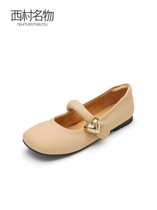 西村名物秋季新款玛丽珍女小羊皮软底爱心法式蛋卷浅单鞋36971 商品图1