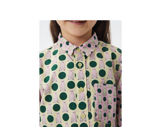 江南布衣童  22年秋款 全棉小熊主题印花衬衫 1M8210160 商品图4