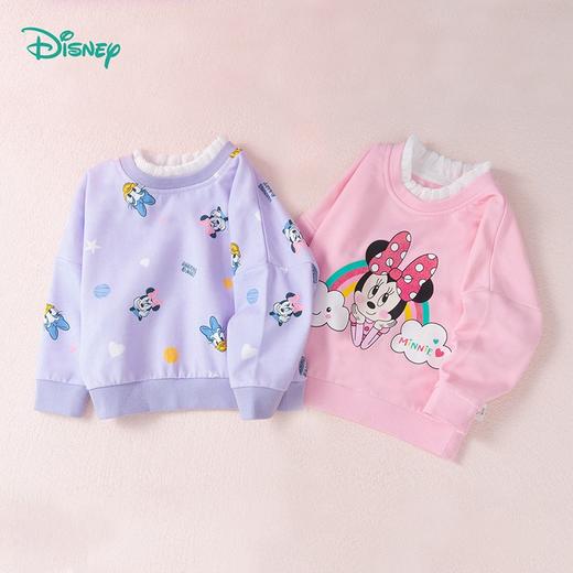 迪士尼童装女童卫衣与妮一起米妮黛丝套头卫衣萌趣花边秋新品 商品图1