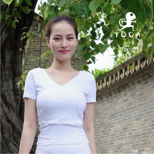 壁虎瑜伽【2208SY190】大V修腰瑜伽短袖（有胸垫）【5天发货】 商品图0