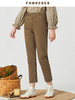 Famecoco范可儿女士休闲裤纯棉咖色秋季直筒裤显瘦百搭高腰小个子F225GA008 商品缩略图2