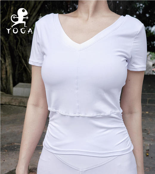 壁虎瑜伽【2208SY190】大V修腰瑜伽短袖（有胸垫）【5天发货】 商品图2