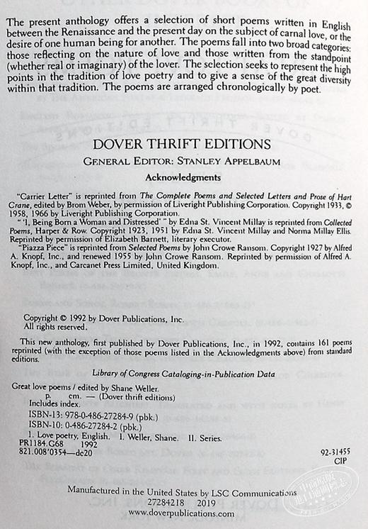 【中商原版】英文原版 Great Love Poems 情诗精萃 Shane Weller 商品图8