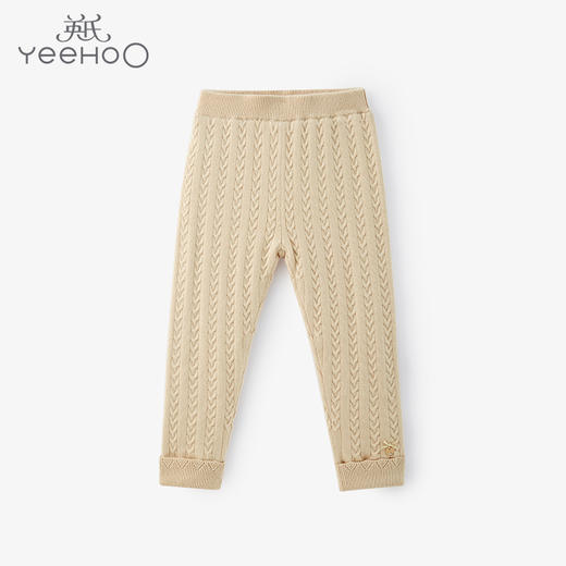 英氏儿童打底裤新款女童秋冬双层保暖长裤毛线裤YRKDJ32262A 商品图0