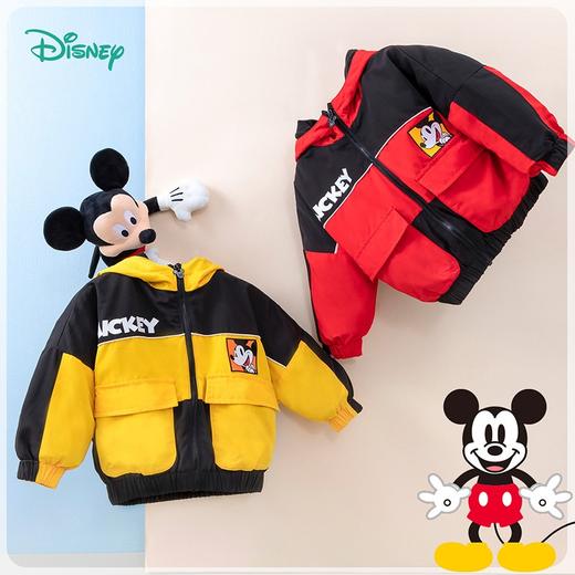 【商场同款】迪士尼童装 儿童春秋防风外套男童米奇摇粒绒加绒保暖外衣213DS0170 商品图5