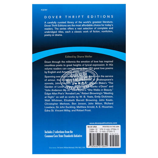 【中商原版】英文原版 Great Love Poems 情诗精萃 Shane Weller 商品图1