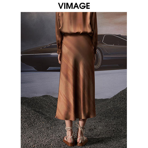 VIMAGE/纬漫纪秋季新款高腰显瘦女装过膝半身裙半裙V1806414 商品图4