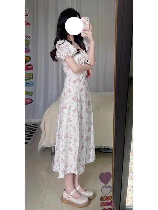 （清仓现货）【社群供G】法式复古收腰碎花连衣裙涤纶2 商品图1