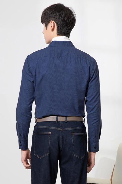 callisto羊毛混纺蓝色千鸟格意式领衬衫  FQSTL120C 商品图1