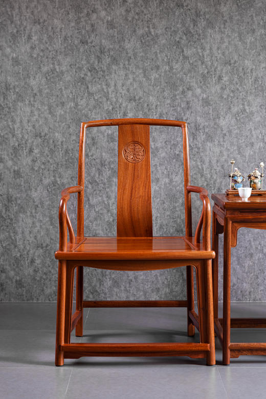 红桥红  家具严选  缅甸花梨（大果紫檀）【宝蕴楼扇形 南官帽椅三件套】 商品图1