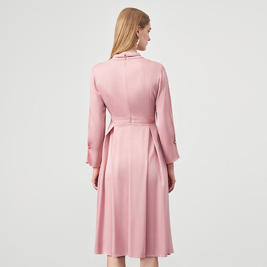 EITIE爱特爱秋季新款时尚修身百褶裙摆连衣裙立领A字裙连衣裙6707418 商品图5