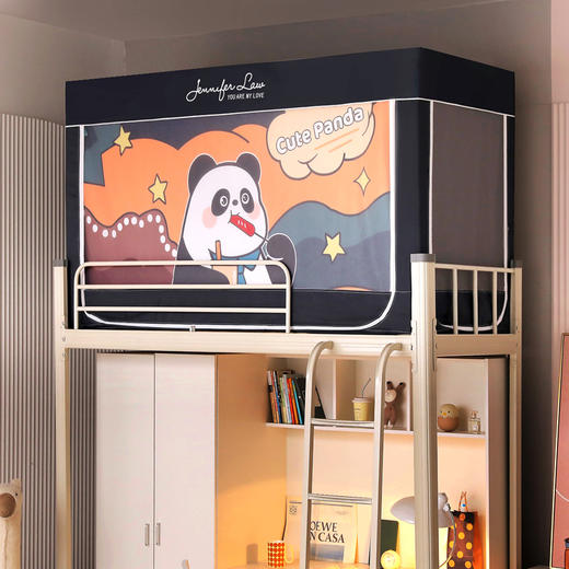 宿舍学生蚊帐数码印花强遮光床帘款三开门 商品图8