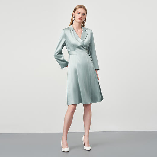 下架-EITIE爱特爱秋季新款系带束腰长袖优雅显瘦连衣裙6707411 商品图1