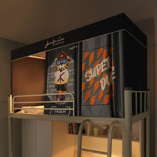 宿舍学生蚊帐数码印花强遮光床帘款三开门 商品图13