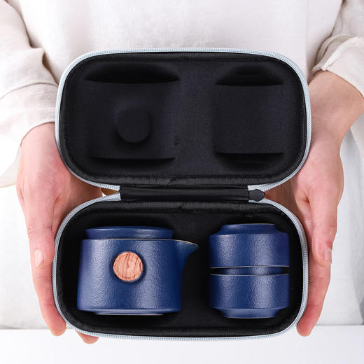 「精致力作！便携套装」粗陶快客杯旅行茶具套装便携出差泡茶一壶三杯随身简约泡茶壶餐饮用具 商品图3