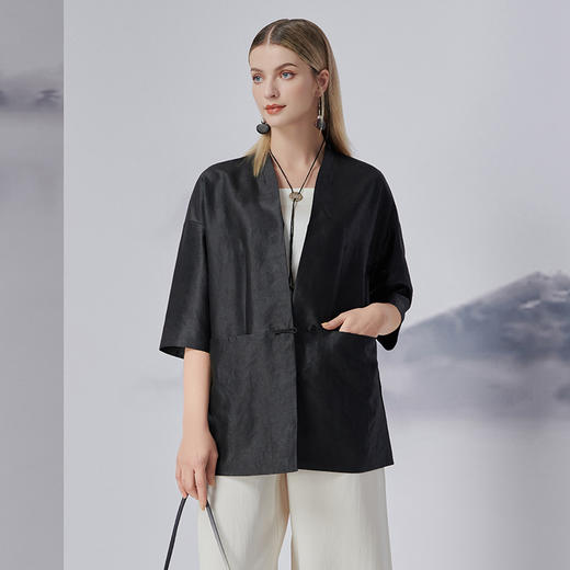 TANGY Collection/天意精品2022年秋冬新品时色系列真丝植物染莨绸外套 商品图1