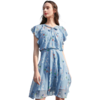欧芮儿短袖碎花雪纺连衣裙女欧芮儿2021夏装新款系带显瘦中长款A字裙 商品缩略图3