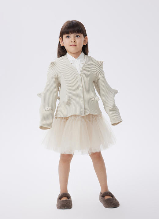 江南布衣童  22年秋款 几何捏褶短款开襟毛衫 1M8310280 商品图6