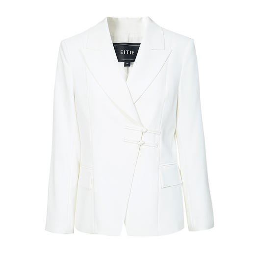 EITIE爱特爱秋季新款气质通勤显瘦盘扣装饰白色休闲西装外套C2203006 商品图4