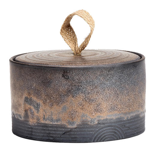 「匠心力作！手工粗陶」朴风茶叶罐 陶瓷储物罐日式粗陶存茶罐复古密封茶仓居家日用 商品图4