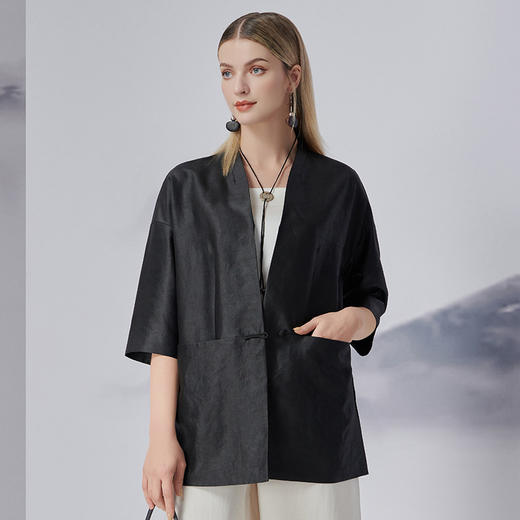 TANGY Collection/天意精品2022年秋冬新品时色系列真丝植物染莨绸外套 商品图4