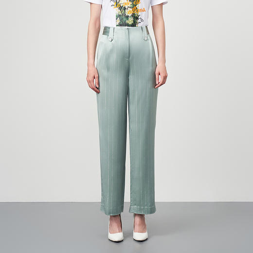 EITIE爱特爱秋季新款时尚通勤职业干练条纹显瘦长裤女6705405 商品图2