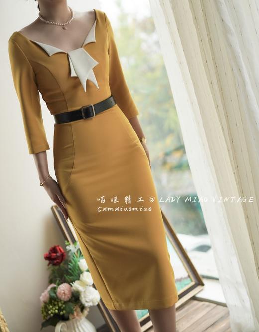 #1115【复团】喵娘精工/定制/《守日人》麦瑟尔美式50s复古vintage黄色连衣裙 商品图2