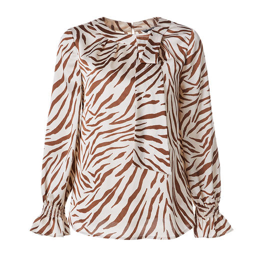 EITIE爱特爱秋季新款修身显瘦百搭印花松紧袖口衬衣上衣6713413 商品图5