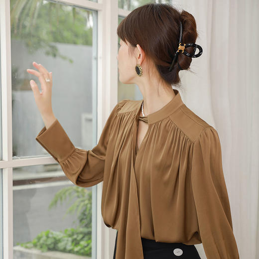 火桐hooton压褶飘带衬衫3627 商品图5