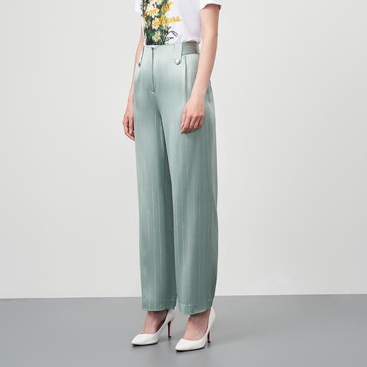 EITIE爱特爱秋季新款时尚通勤职业干练条纹显瘦长裤女6705405 商品图3