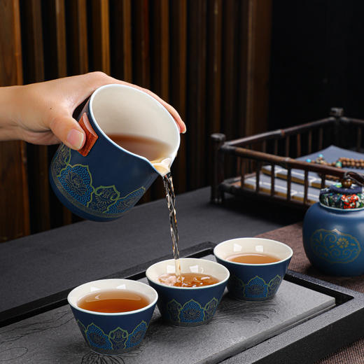 「精美礼盒装！便携快客杯套装」茶具全套快客杯一壶三杯陶瓷户外便携式旅行茶具功夫茶具餐饮用具父亲节礼物 商品图3