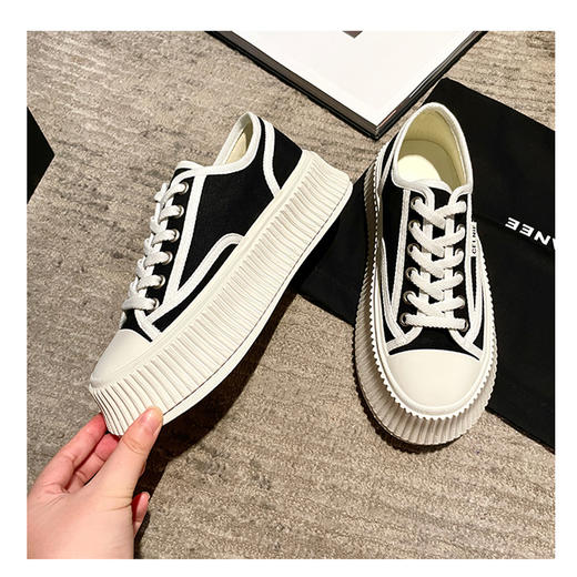 【包邮极速发货单独下单勿加购物车】帆布鞋女厚底饼干鞋2022年新款小香风女鞋百搭休闲板鞋松糕小白鞋 商品图0