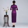 LHS-202580婚宴喜婆婆装刺绣旗袍 新款紫色高贵礼服 修身秋冬连衣裙 商品缩略图3
